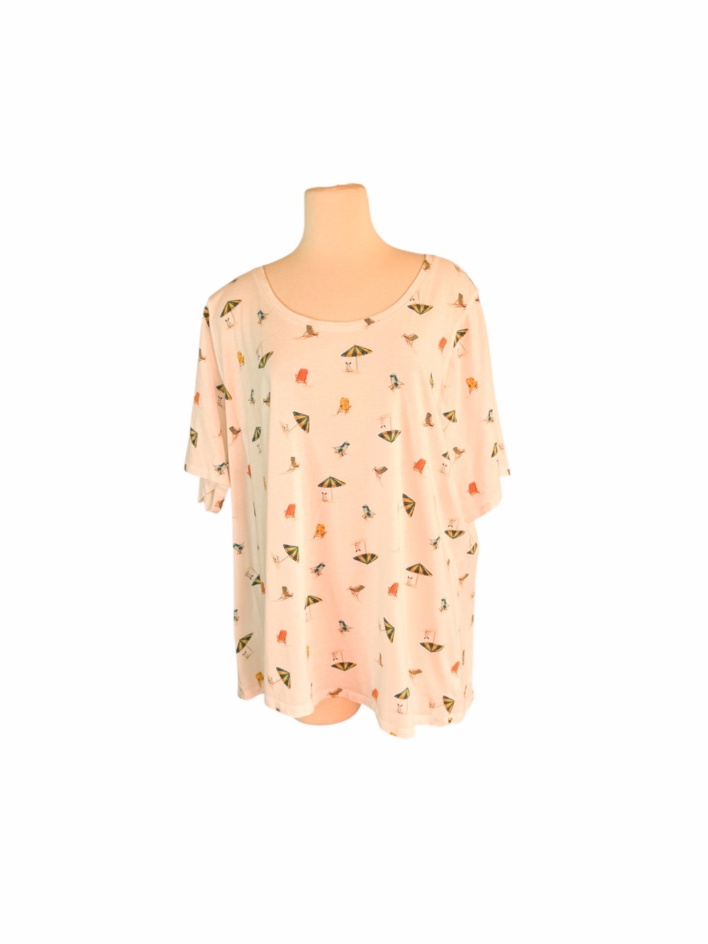 Lane Bryant Cream Beach Umbrella Print Tshirt